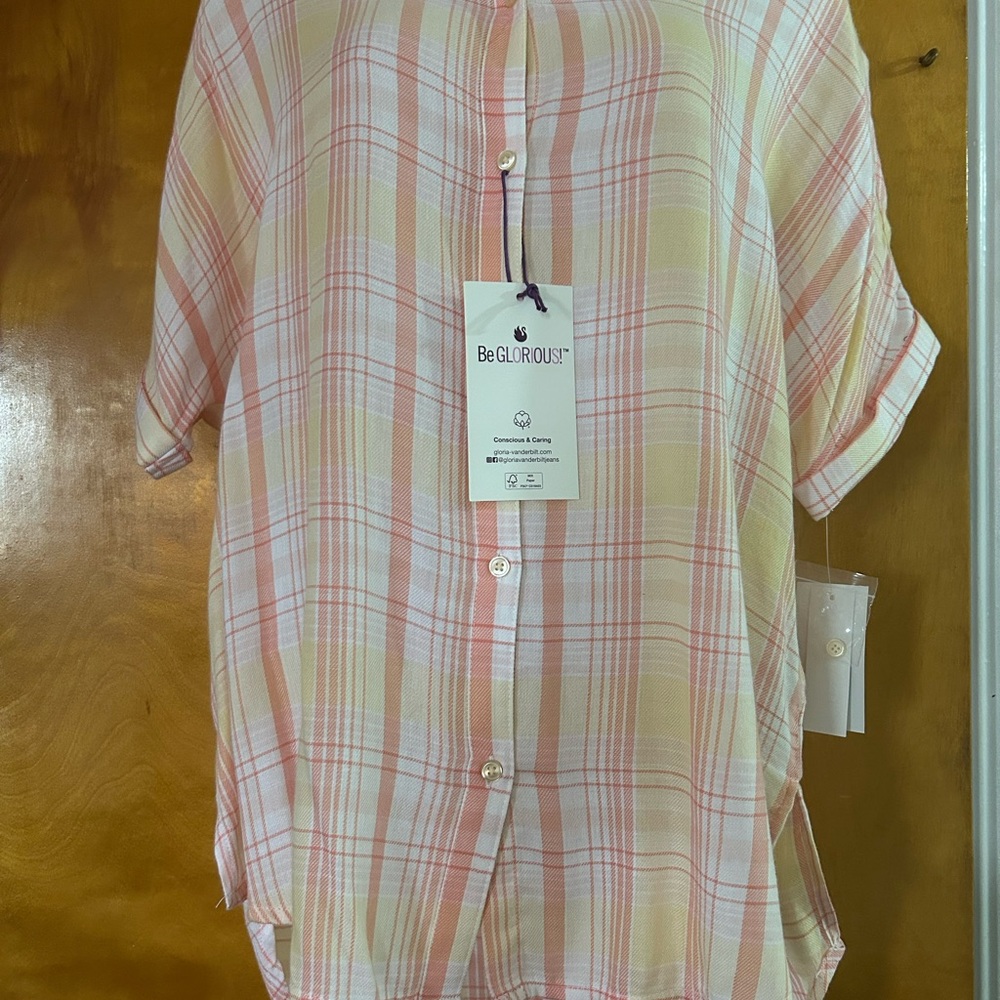Plaid Shirt - Light Orange and Yellow